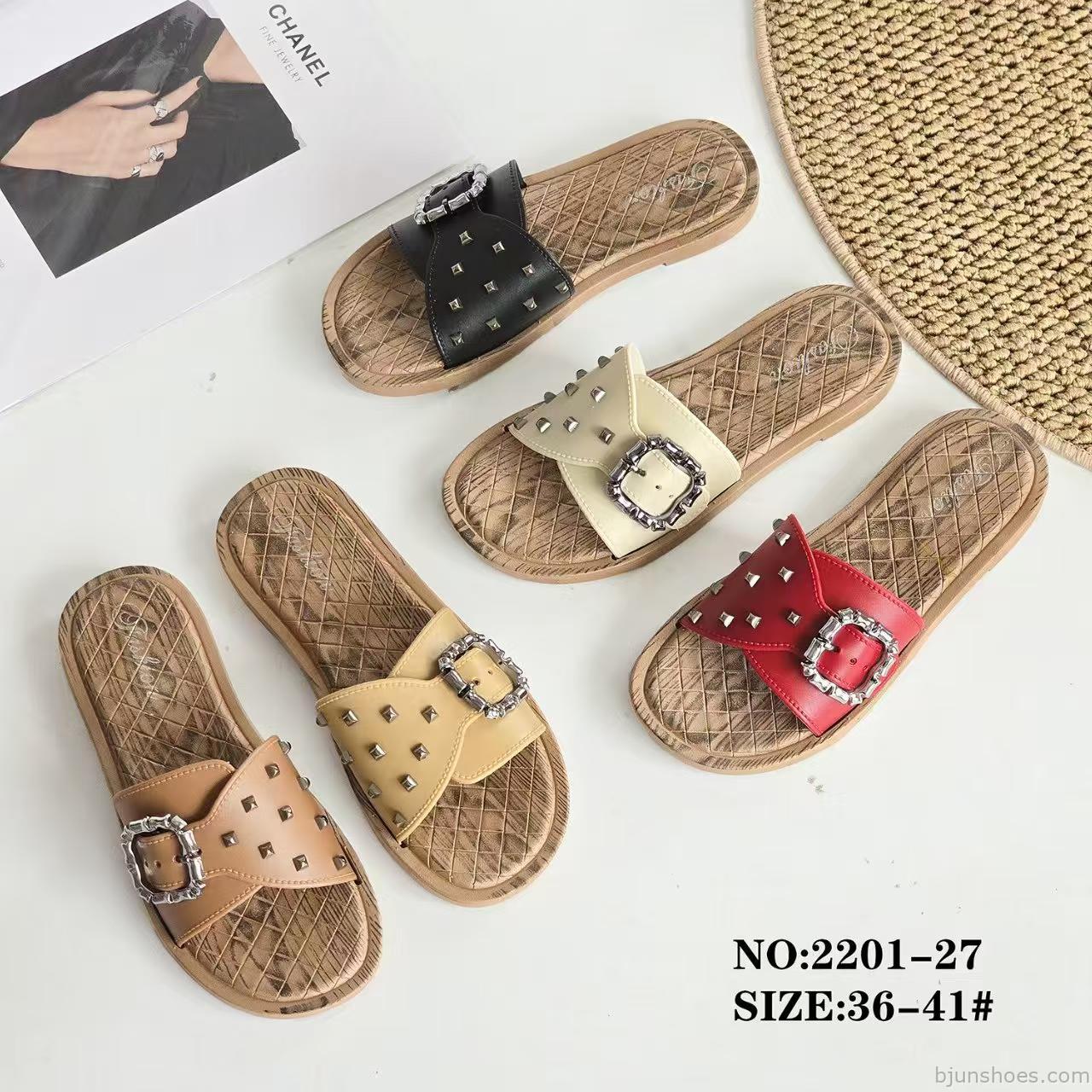 2201 Series Women's Flat Slides - Multi-Color PU Upper EVA Sole Wholesale